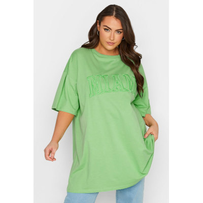 YOURS Curve Green 'Miami' Tunic T-Shirt
