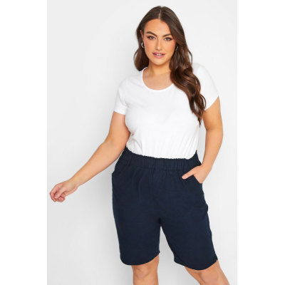 YOURS Curve Navy Blue Cool Cotton Shorts