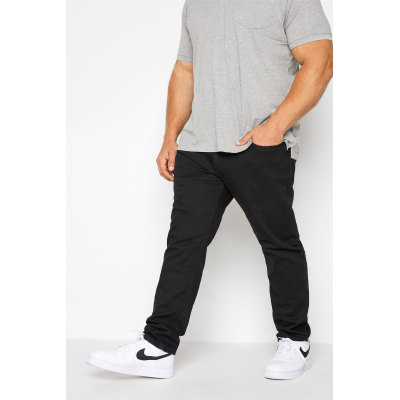 D555 Big & Tall Black Tapered Stretch Jeans