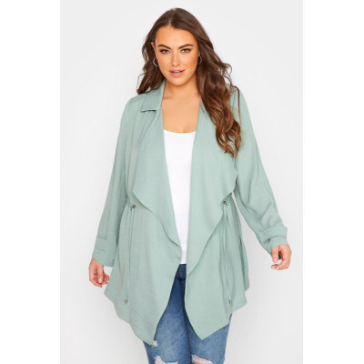 YOURS Curve Sage Green Waterfall Jacket