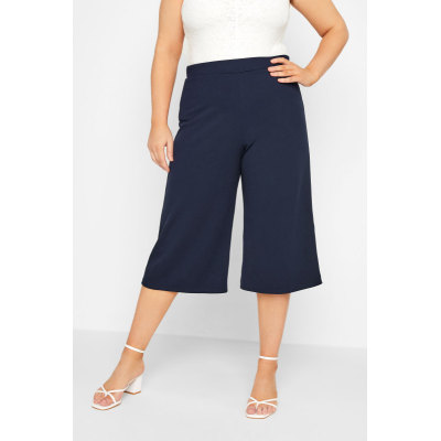 YOURS LONDON Curve Navy Blue Formal Wide Leg Culottes