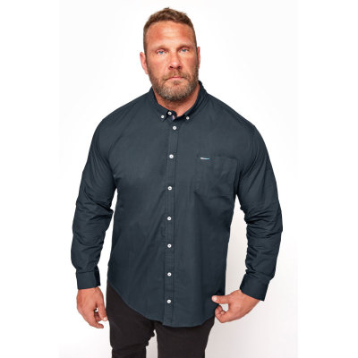 BadRhino Big & Tall Navy Blue Cotton Poplin Long Sleeve Shirt