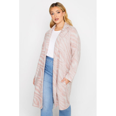 YOURS LUXURY Curve Pink Animal Print Faux Fur Jacket