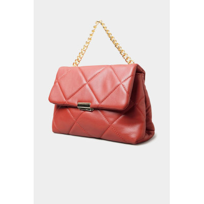 Red Quilted Chain Handle Bag