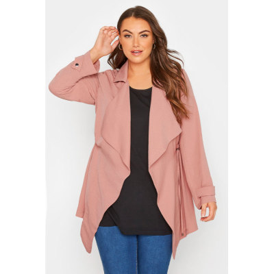 YOURS Curve Dusky Pink Waterfall Jacket