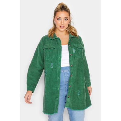 LIMITED COLLECTION Curve Green Ripped Cord Shacket