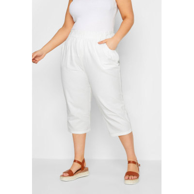 YOURS Curve White Cool Cotton Cropped Joggers