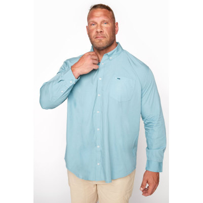 BadRhino Big & Tall Blue Cotton Poplin Long Sleeve Shirt