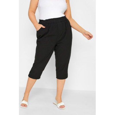 YOURS Curve Black Cool Cotton Cropped Joggers