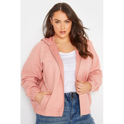 LIMITED COLLECTION Curve Peach Orange Twill Bomber Jacket