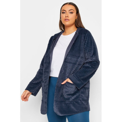 YOURS LUXURY Curve Navy Blue Faux Fur Hooded Jacket