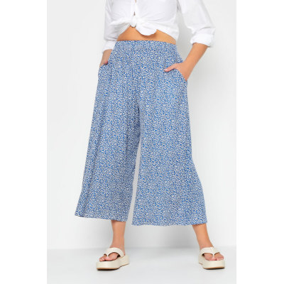 LIMITED COLLECTION Curve Blue Ditsy Print Extra Wide Leg Culottes