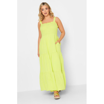YOURS Curve Lime Green Shirred Strappy Sundress