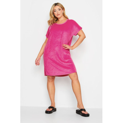 YOURS Curve Pink Towelling T-Shirt Dress