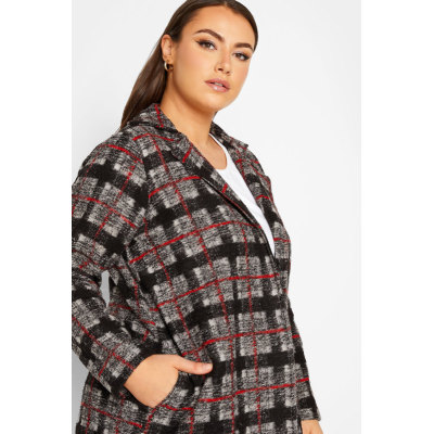 YOURS LUXURY Curve Black Check Print Jacket