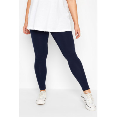 YOURS FOR GOOD Curve Navy Blue Cotton Stretch Leggings