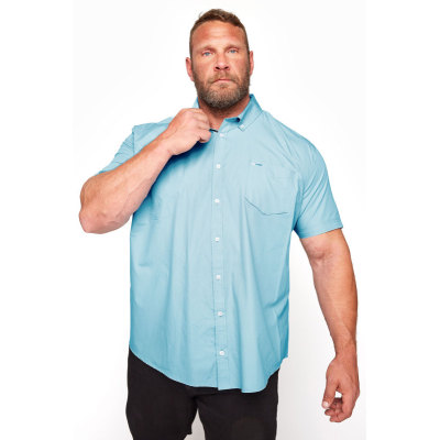 BadRhino Big & Tall Light Blue Essential Short Sleeve Oxford Shirt
