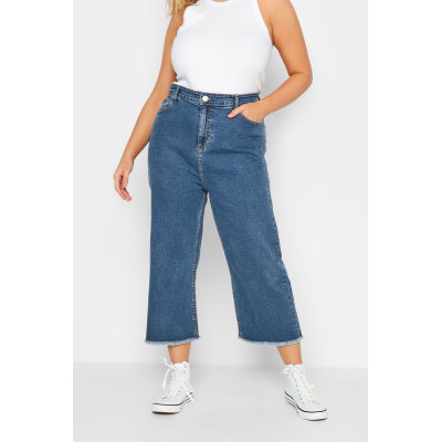 YOURS Curve Blue Stretch Cropped Jeans