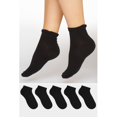 5 PACK Black Trainer Liner Socks