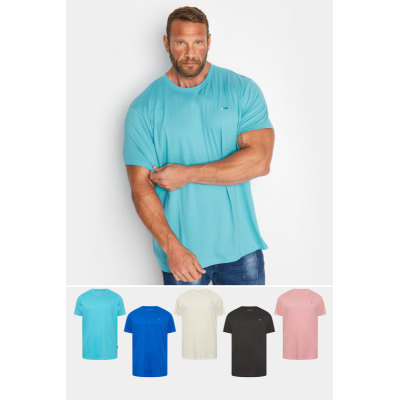 BadRhino Big & Tall 5 Pack Blue & Pink Core T-Shirts