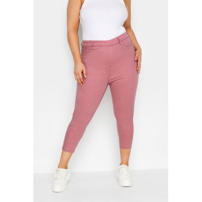 YOURS Curve Rose Pink Cropped Stretch GRACE Jeggings