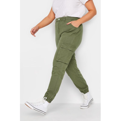 YOURS Curve Khaki Green Cargo Pocket Jeans