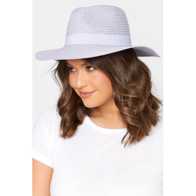 Lilac Purple Straw Fedora Hat