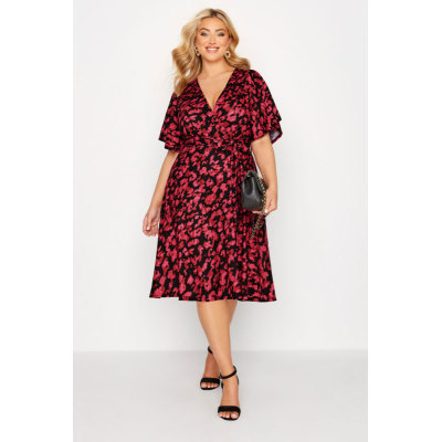 YOURS LONDON Curve Red Animal Print Wrap Dress