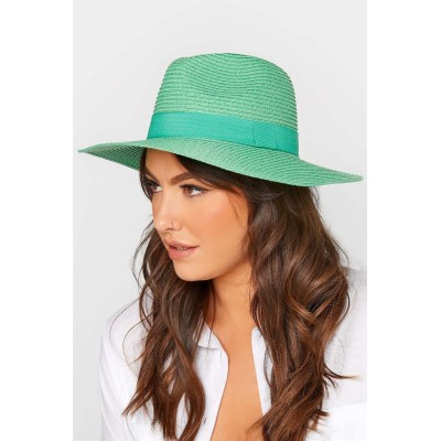 Green Straw Fedora Hat