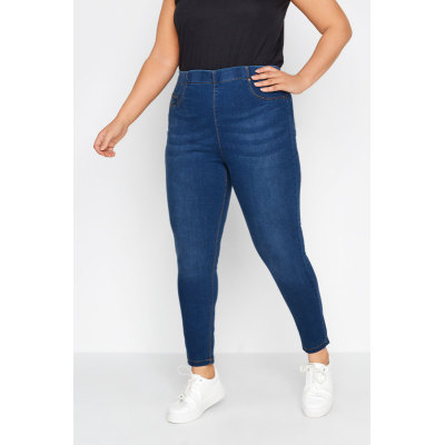 YOURS FOR GOOD Curve Mid Blue Stretch Pull On JENNY Jeggings