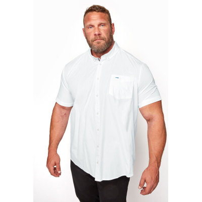 BadRhino Big & Tall White Essential Short Sleeve Oxford Shirt