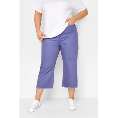 YOURS Curve Purple Stretch Cropped Jeans