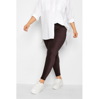 YOURS Curve Chocolate Brown Cord Stretch Leggings