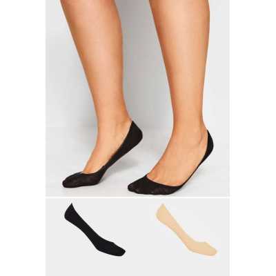 YOURS 2 PACK Black & Nude Footsie Socks