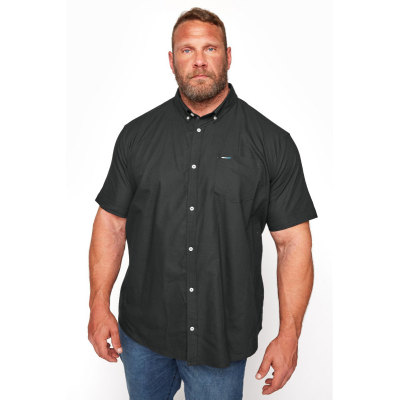 BadRhino Big & Tall Black Essential Short Sleeve Oxford Shirt