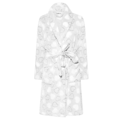 YOURS PETITE Curve Grey Heart Print Dressing Gown