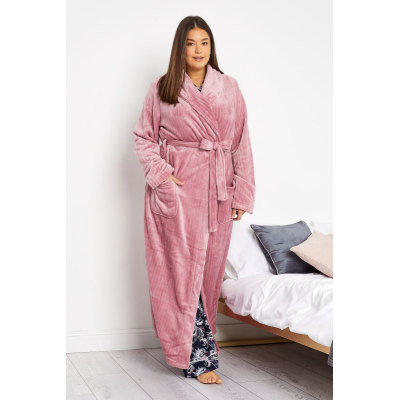 LTS Tall Pink Ribbed Maxi Dressing Gown