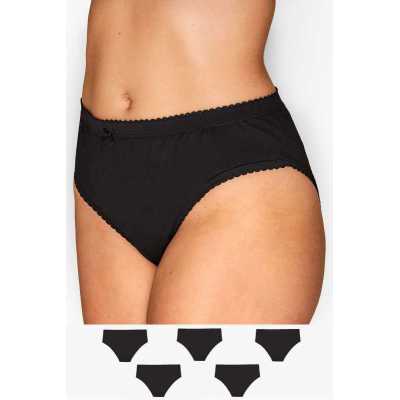 YOURS 5 PACK Curve Black High Leg Knickers