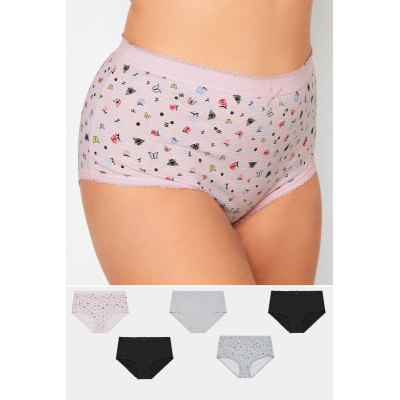 YOURS 5 PACK Light Pink Butterfly Print Full Briefs