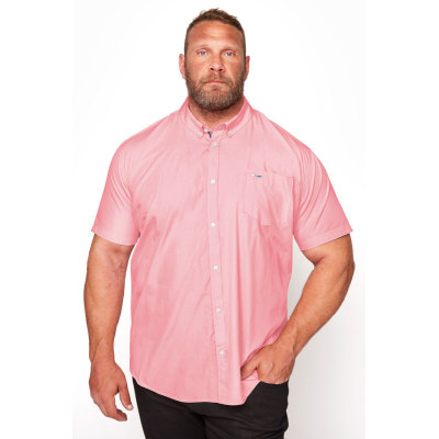 BadRhino Big & Tall Pink Essential Short Sleeve Oxford Shirt