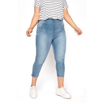 YOURS FOR GOOD Curve Light Blue Stretch Cropped JENNY Jeggings