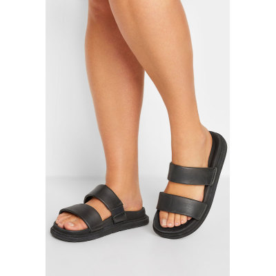 LIMITED COLLECTION Black Two Strap Sandals In Extra Wide EEE Fit