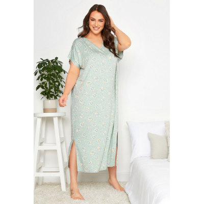 YOURS Curve Green Floral Print Soft Touch Nightdress