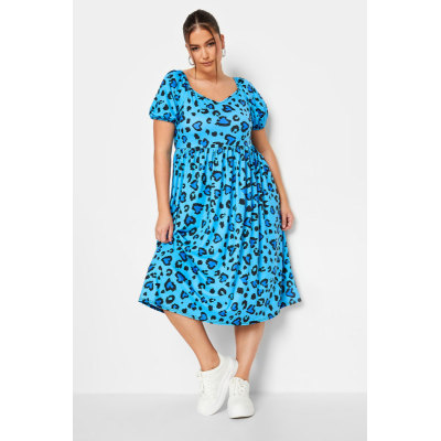 LIMITED COLLECTION Curve Blue Leopard Print Midaxi Dress