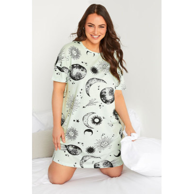 YOURS Curve Lime Green Celestial Print Nightdress