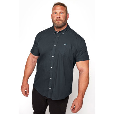 BadRhino Big & Tall Navy Blue Essential Short Sleeve Oxford Shirt