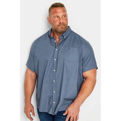 BadRhino Big & Tall Steel Blue Essential Short Sleeve Oxford Shirt